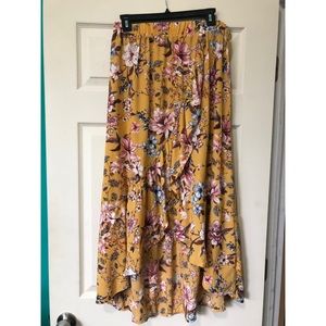 Long festival style Boho Ruffle Floral Skirt